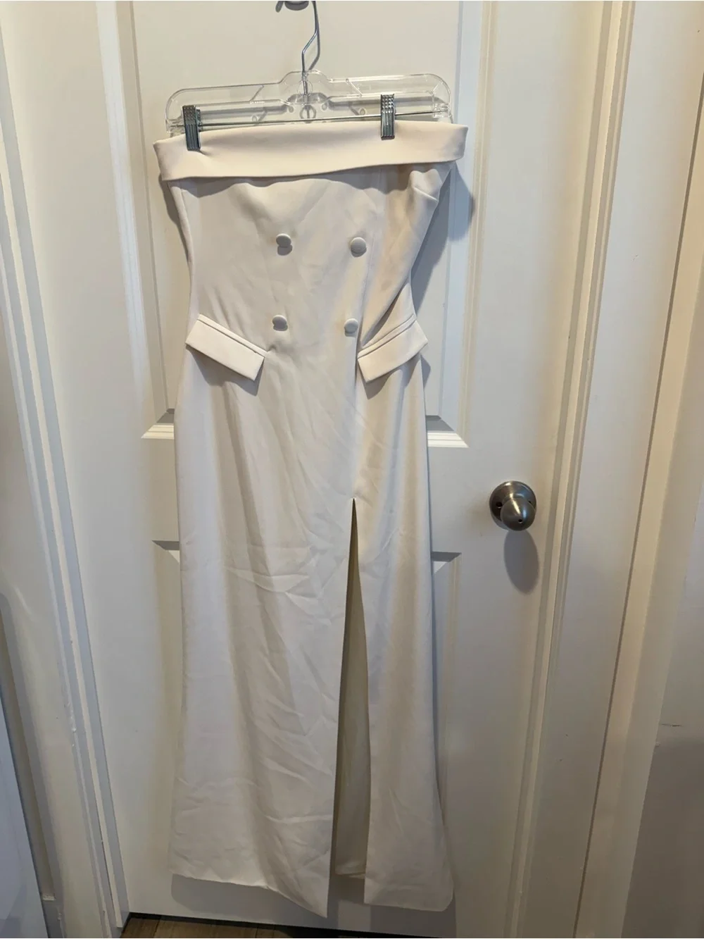 Meshki Abbie Strapless Suit Maxi Dress Ivory White Size Small